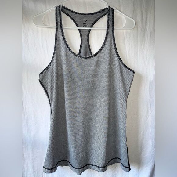 Z by Zella Gray Striped Racerback Tank Top- Women Medium - Picture 1 of 6